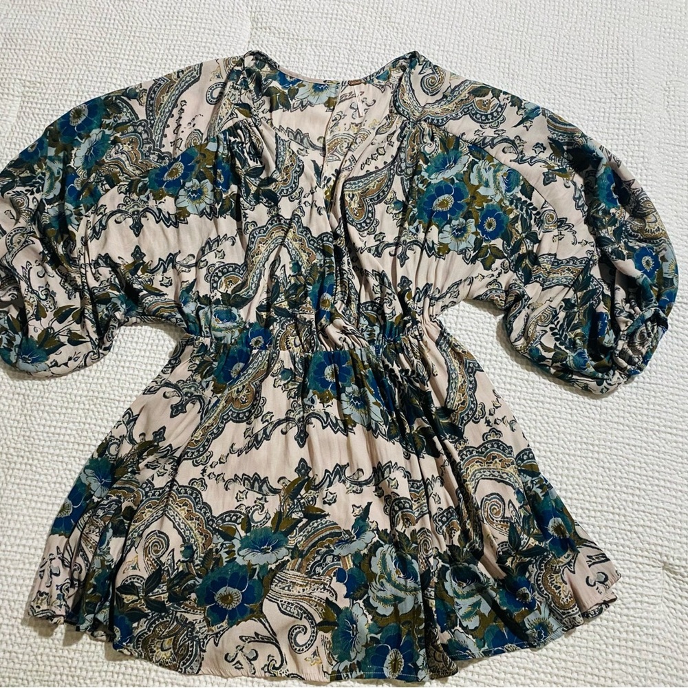 Beautiful Free People Dress with Blue and Green Accents
